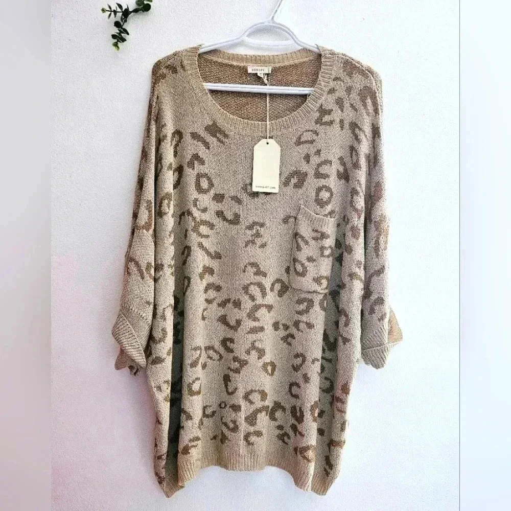 JODIFL Laganlook Sz M Boxy Oversized Folded 2/3Sleeve Knitted Sweater Nwt - Picture 1 of 9